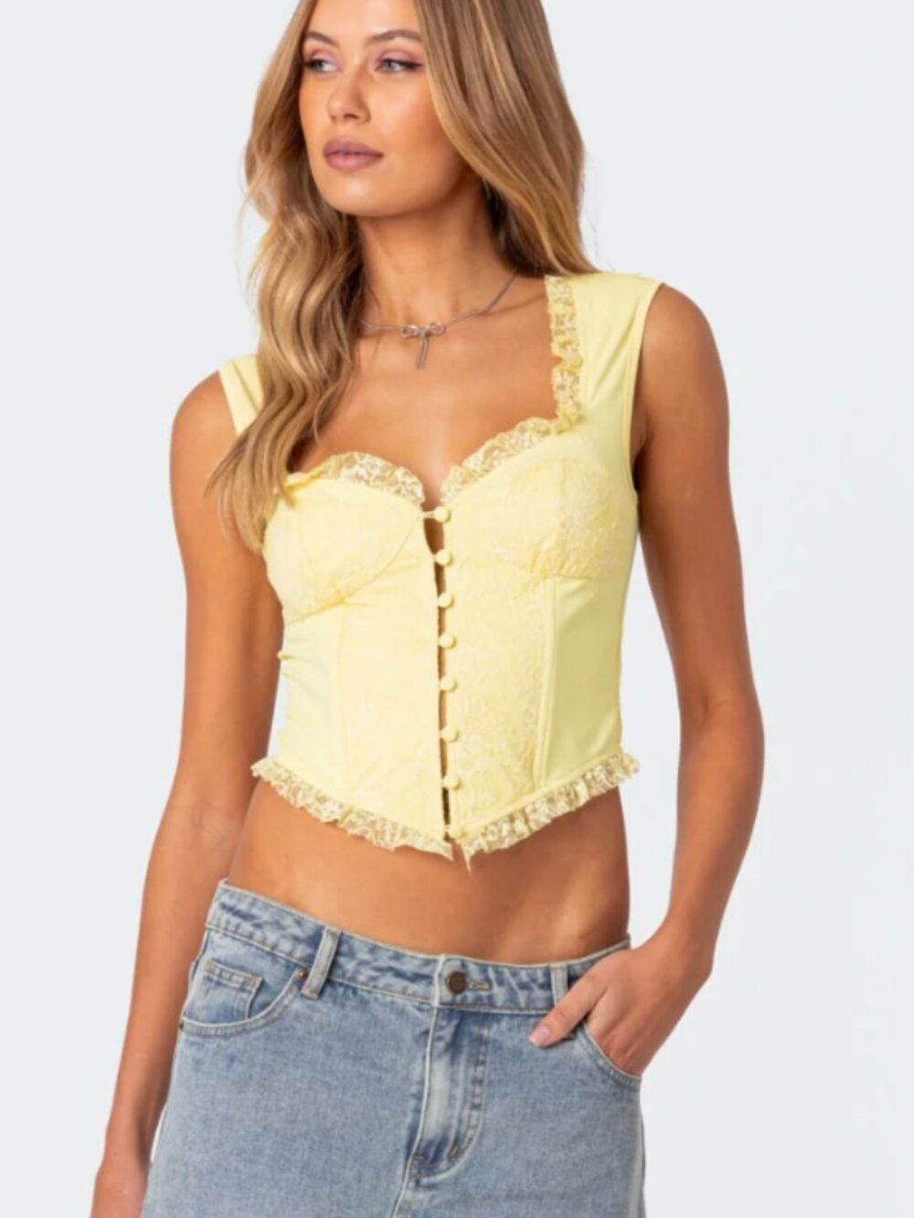 Edikted Button Front Lacey Corset - Size L